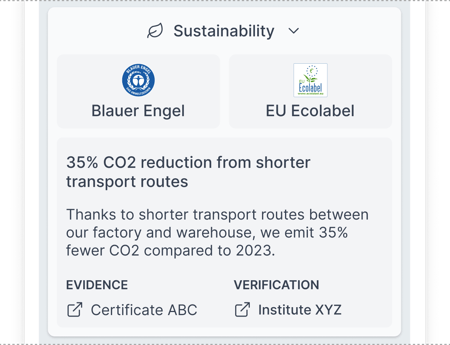 info.link sustainability section screenshot